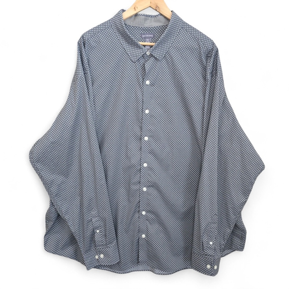 Van Heusen Dress Shirt Mens 3XLT 20-20.5 Gray Button Up Long Sleeve Cotton Blend